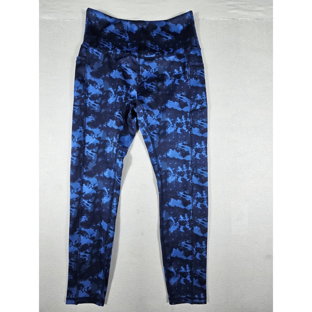 LegEnd Active Womens Blue Camo High Waisted Pocket Leggings Size Medium Yoga Gym